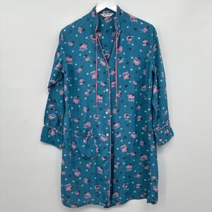 Vintage‎ House Dress Housecoat Gown Duster Size M L Satin Carriage Grannycore